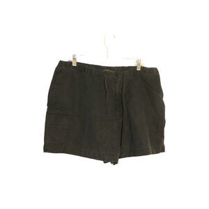 Eddie Bauer 100% Linen‎ Black Pull On Drawstring Cargo Shorts Size XL Casual